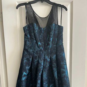 Vera Wang Black and Blue illusion top midi dress Size 10